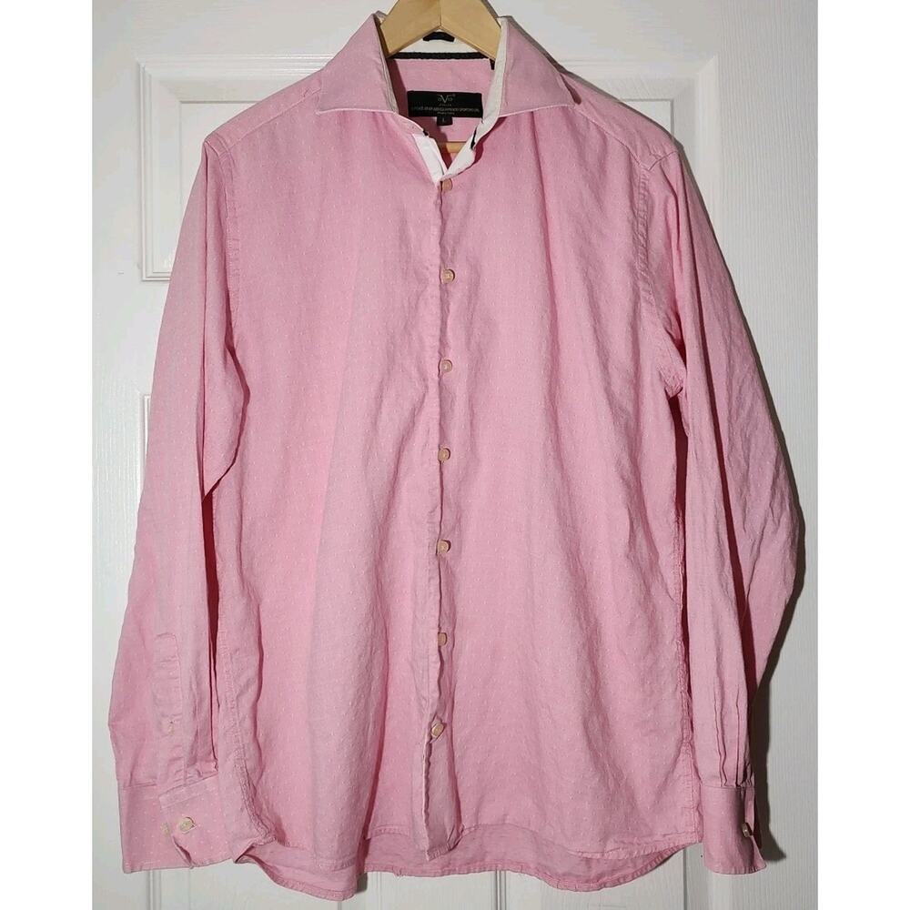 Men's Versace Modern Fit 1969 Italia Pink Long-sleeved Button Up Shirt - Large